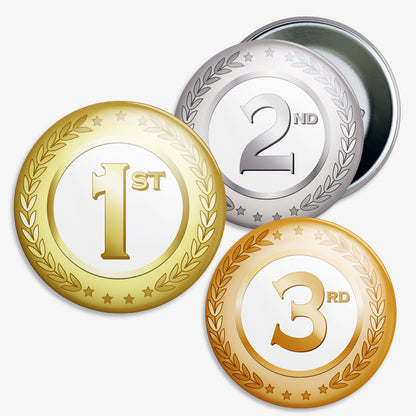 Gold, silver, and bronze badges with '1st', '2nd', and '3rd' text on a white background