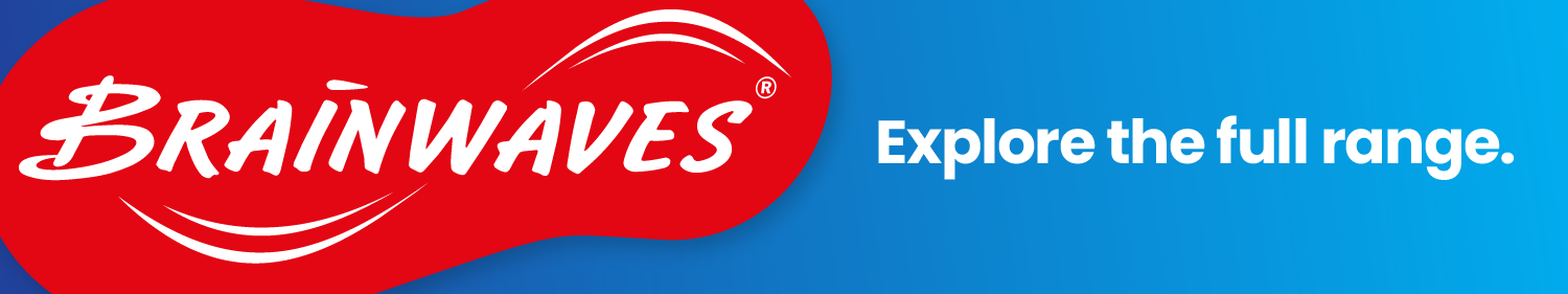 Brainwaves logo on a blue background with text 'Explore the full range'.