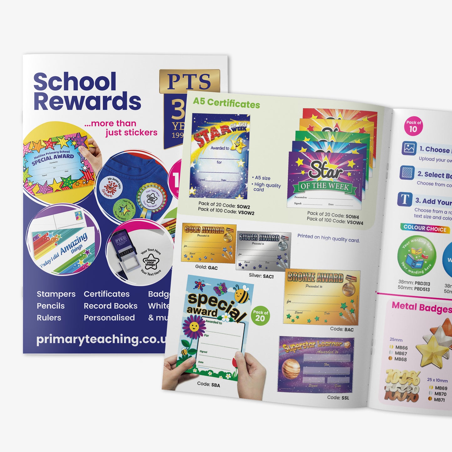 School rewards products including certificates and stickers from Primary Teaching Co.