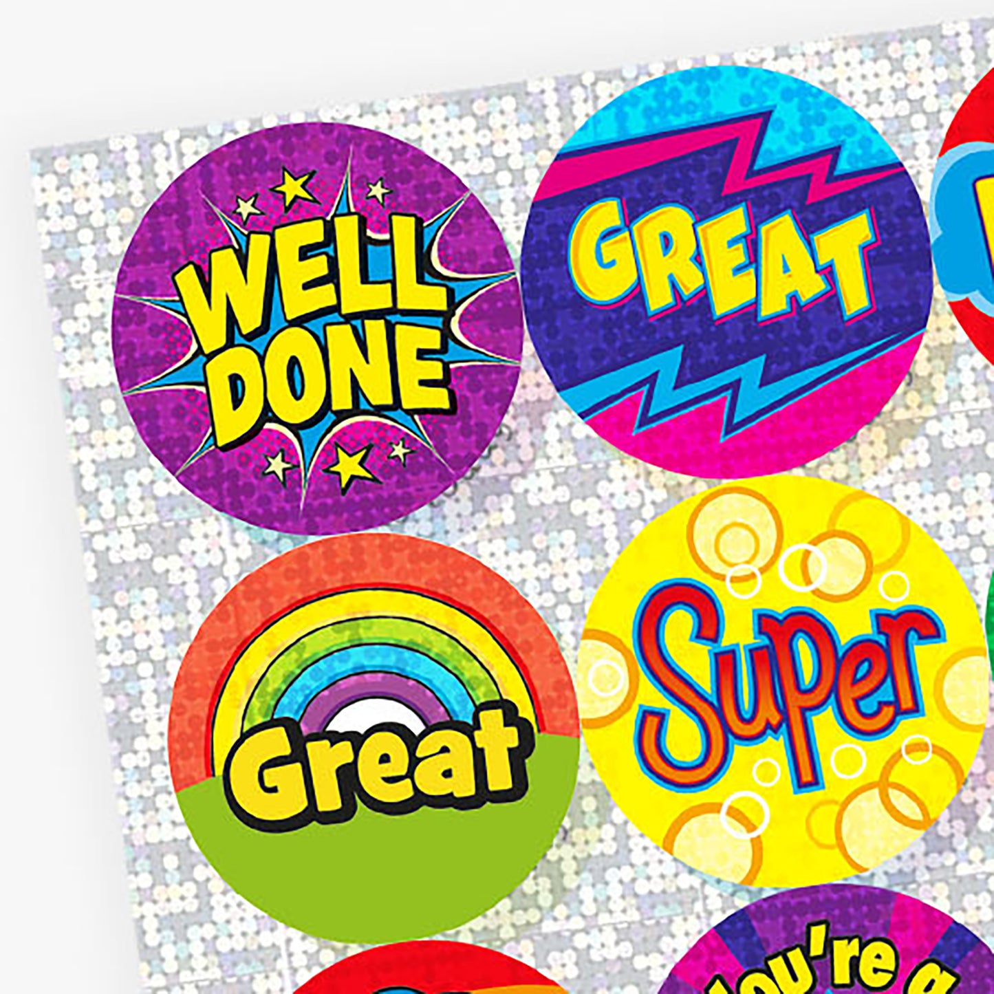 Holographic Assorted Praise Stickers - 37mm