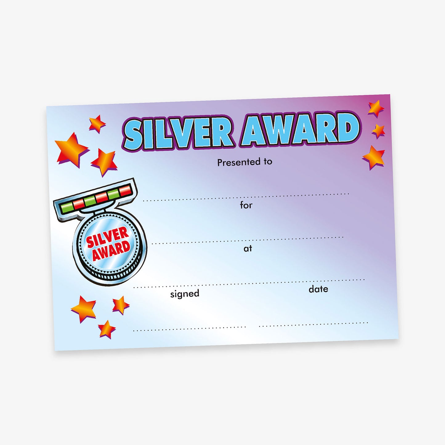 20 Gold, Silver or Bronze Award Certificates - A5