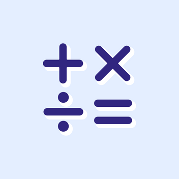 Maths Symbols icon on a light blue background