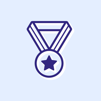 Sports medal icon on a light blue background