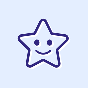 Star icon on a light blue background