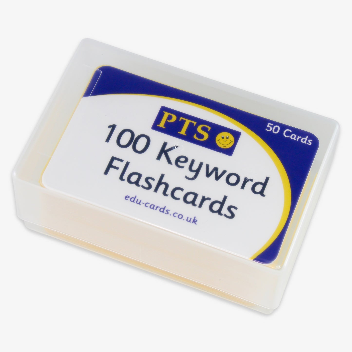 50 double-sided keyword cards in plastic storage box