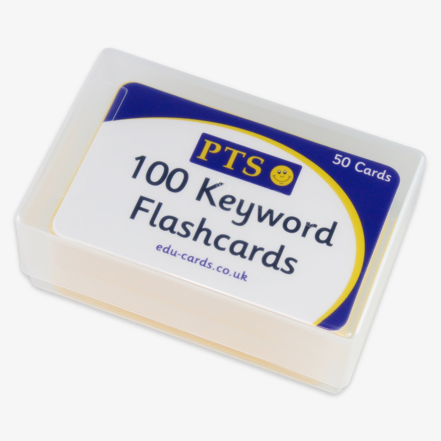 50 double-sided keyword cards in plastic storage box