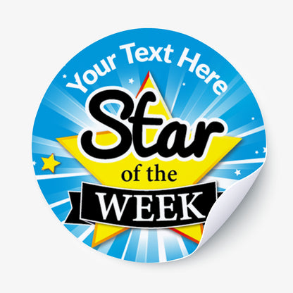 Circular sticker with 'Star of the Week' design and customizable text