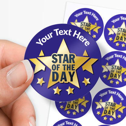 Personalisable 'Star of the Day' stickers with a hand holding one.