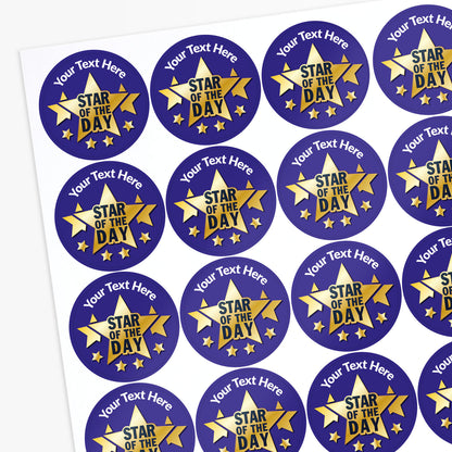 Sheet Personalisable 'Star of the Day' sticker on a white background