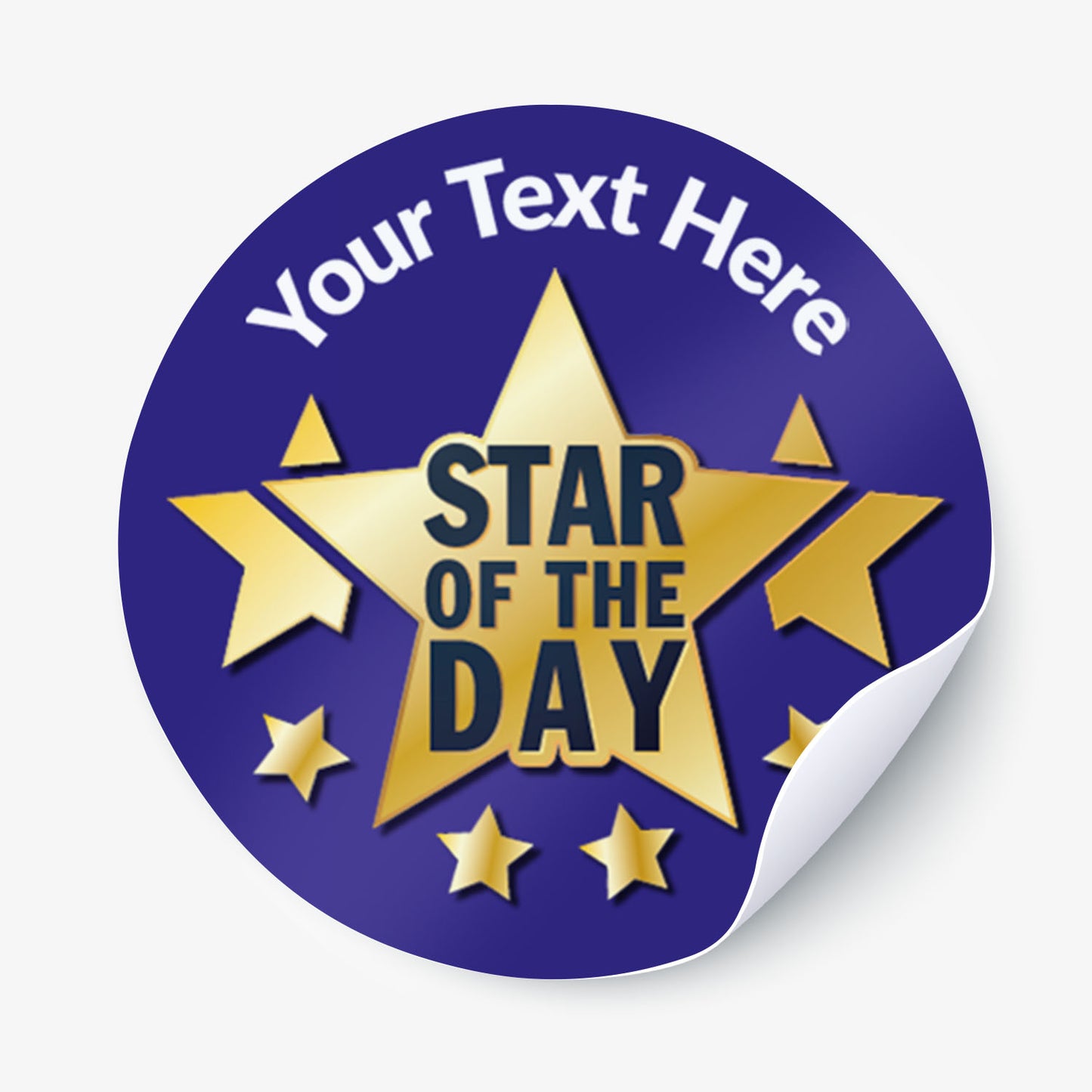 Customisable 'Star of the Day' sticker with blue border and gold star design.