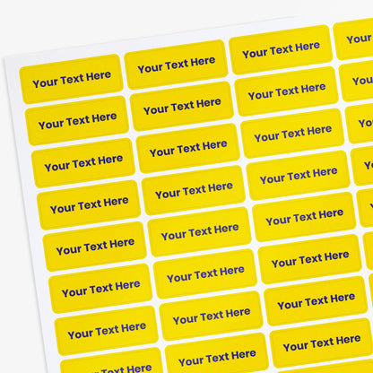 Sheet of yellow labels with 'Your Text Here' text on a white background