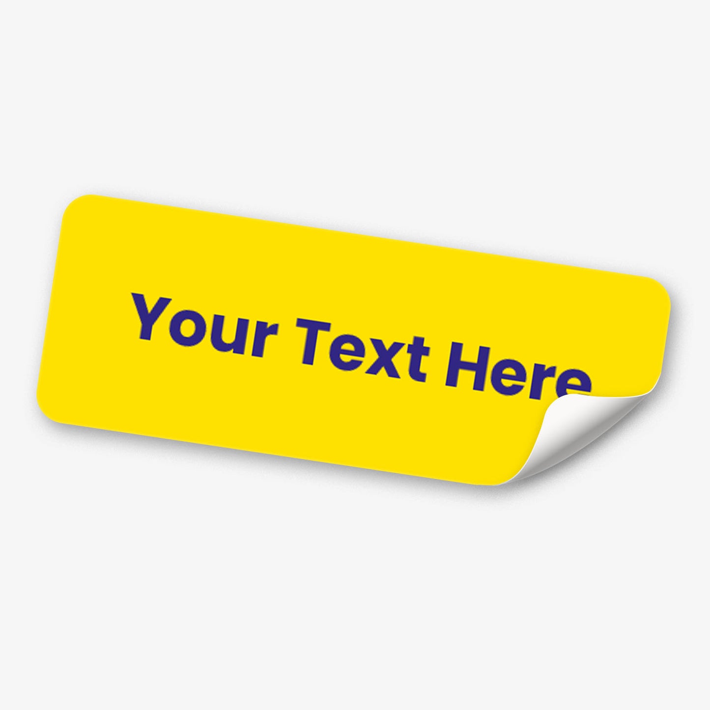 Yellow stickers with blue text on a white background