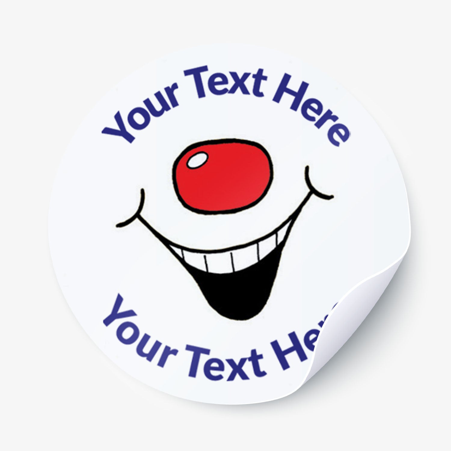 Sticker with a cartoon face and customizable text on a white background