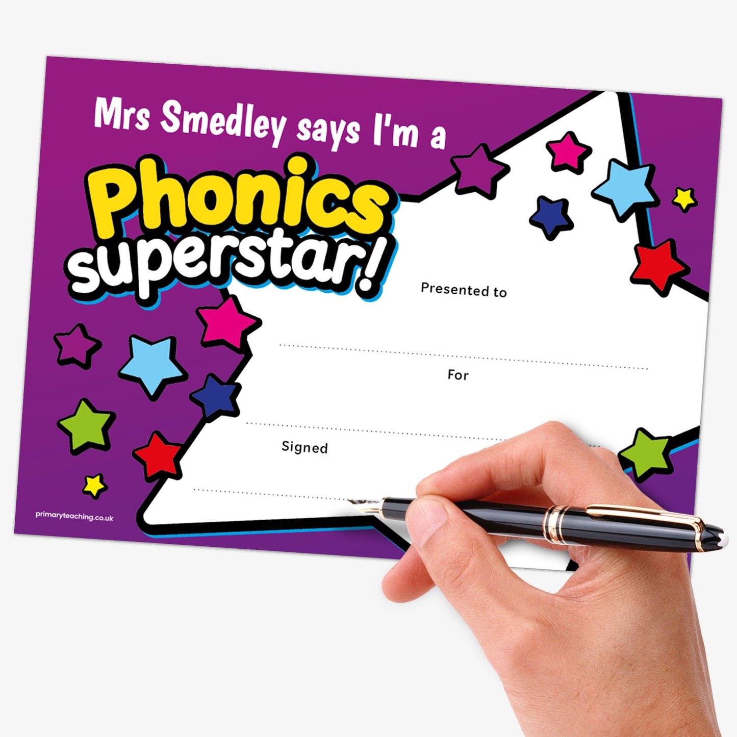 Personalised Phonics Superstar Award Certificate - A5