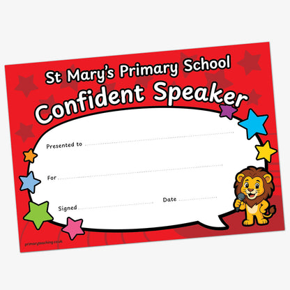 Personalised Oracy Certificate - A5