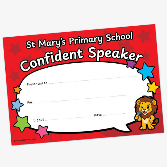 Personalised Oracy Certificate - A5