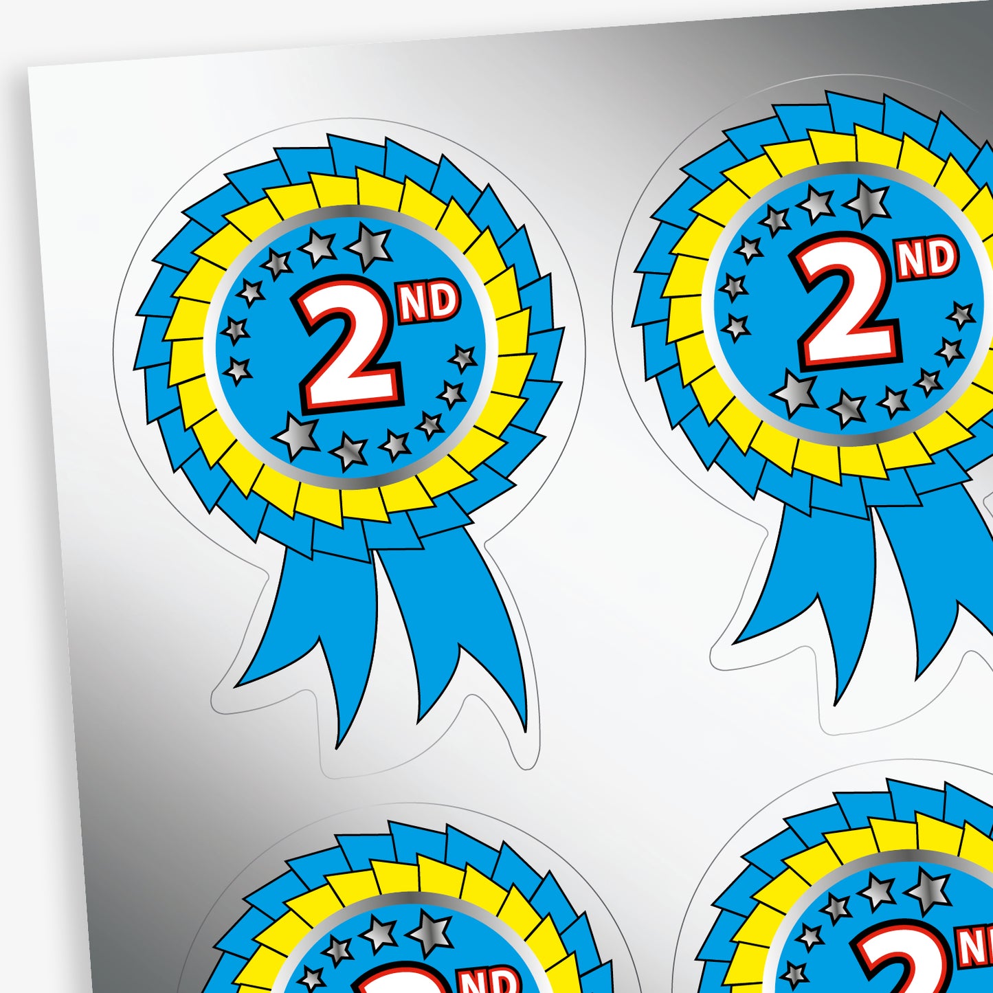 25 Metallic 1st, 2nd or 3rd Rosette Stickers - 54 x 37mm