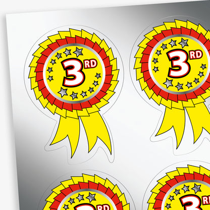 25 Metallic 1st, 2nd or 3rd Rosette Stickers - 54 x 37mm