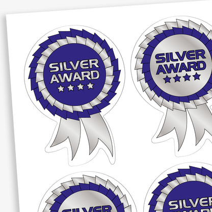 25 Metallic Gold, Silver or Bronze Rosette Stickers - 54 x 37mm