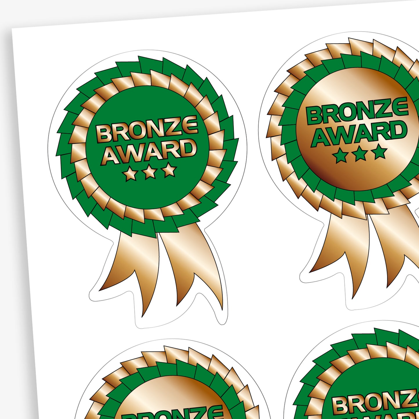 25 Metallic Gold, Silver or Bronze Rosette Stickers - 54 x 37mm