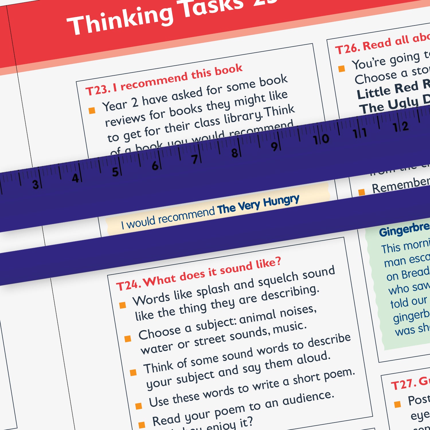 15cm blue ruler to block off extraneous text  with clear window size of 5mm x 149mm is optimised for wording up to 14pt text size positioned over a page of a workbook.