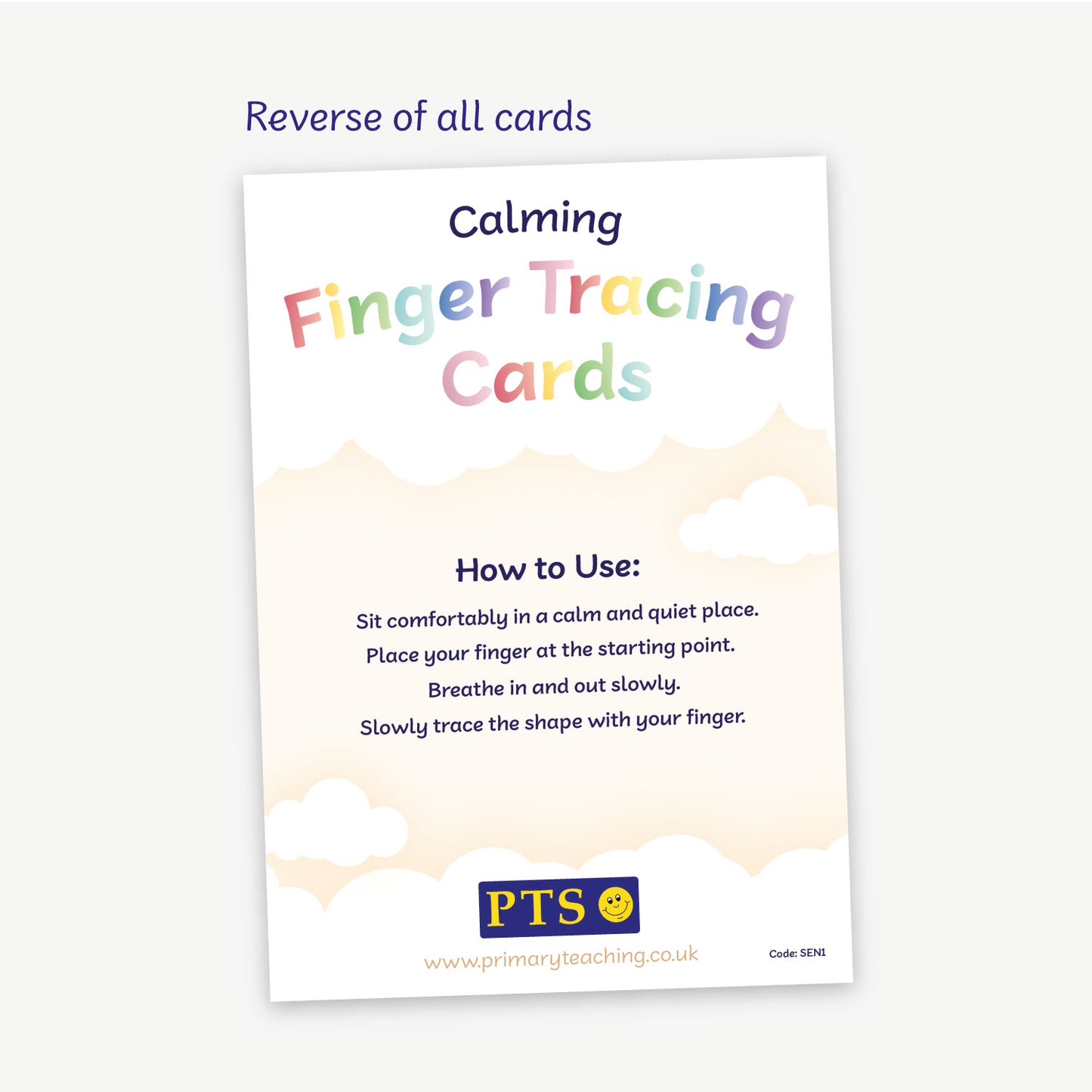 A header card with instructions as to how to use the tinger tracing cards.