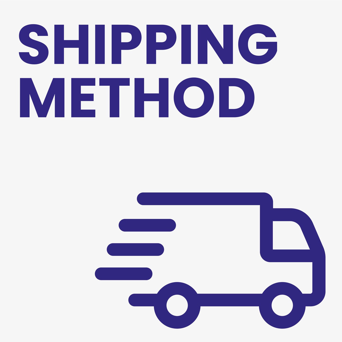 An icon representing shipping method with a stylised truck in motion, indicating fast shipping.