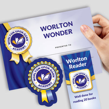 Award ribbons and certificate with 'Worlton Wonder' text.
