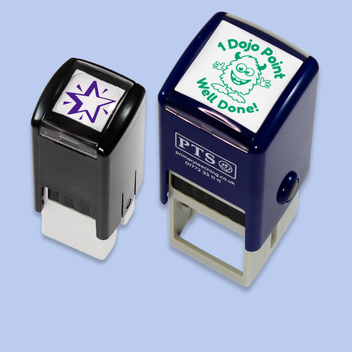 Image of two stampers on a blue background 