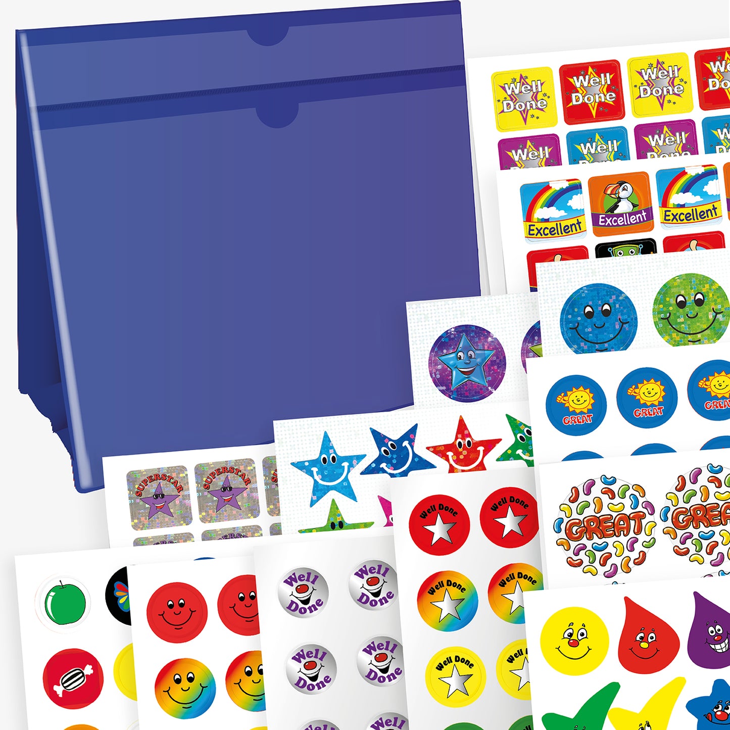 Blue A4 Landscape Worksheet Holder plus 2130 Stickers