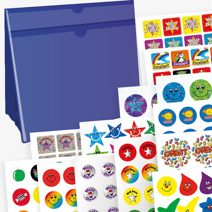 Blue A4 Landscape Worksheet Holder plus 2130 Stickers