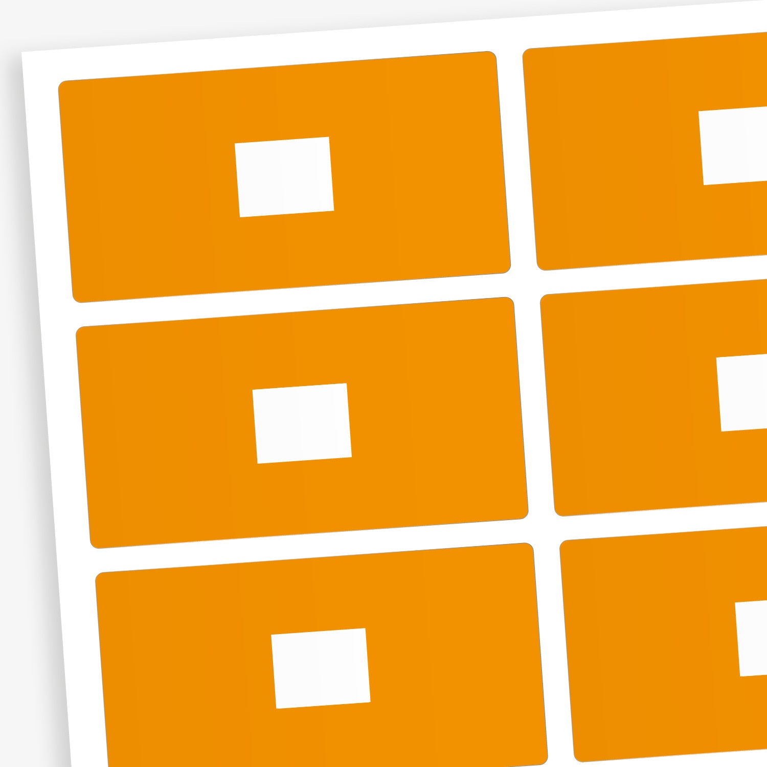 A set of 100 rectangular library labels, each measuring 72mm by 38mm, featuring a orange background with a white central panel for handwritten or printed text; designed to assist in categorising and organising books within educational settings