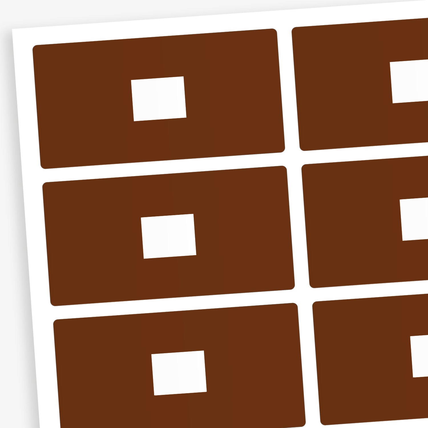 A set of 100 rectangular library labels, each measuring 72mm by 38mm, featuring a brown background with a white central panel for handwritten or printed text; designed to assist in categorising and organising books within educational settings
