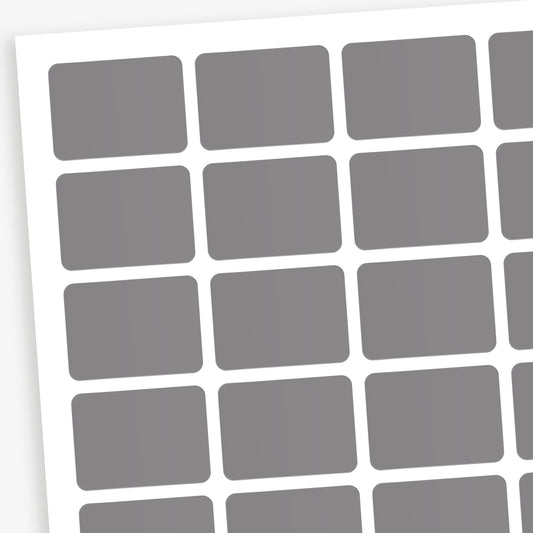 Grey labels designed primarily for colour coding books in a library.  Each sticker measures 22mm x 16mm 