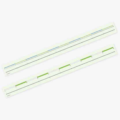 Medium classroom number line displaying numbers from 0 to 100 in a single horizontal row, with evenly spaced black numerals on a pale green background; designed to assist young learners with counting and basic arithmetic