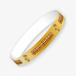 Set of 10 gold wristbands alternating the wording 'GOLD AWARD' with gold medals