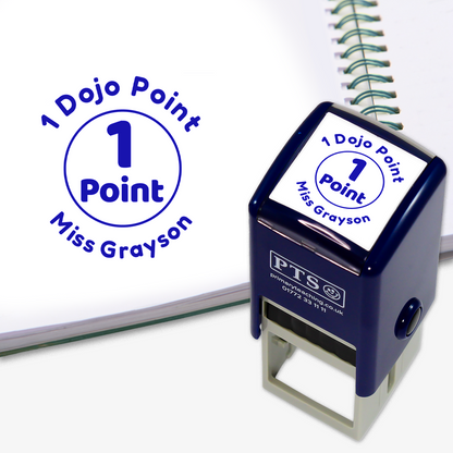 Blue PTS stamp with '1 Dojo Point Miss Grayson' text on a white background