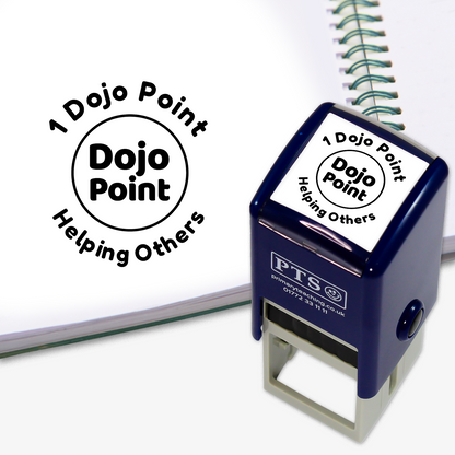 PTS stamp with '1 Dojo Point Helping Others' text on a white background.  Black Ink